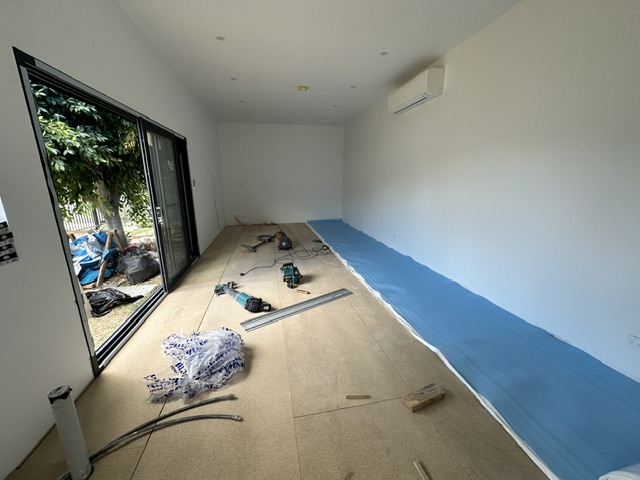Garden room with flooring going in
